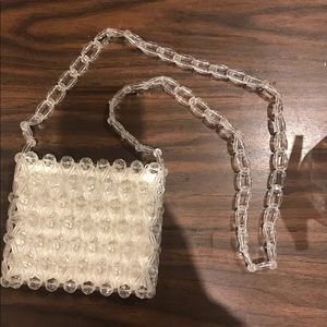 Vintage-style plastic crystal beaded purse
